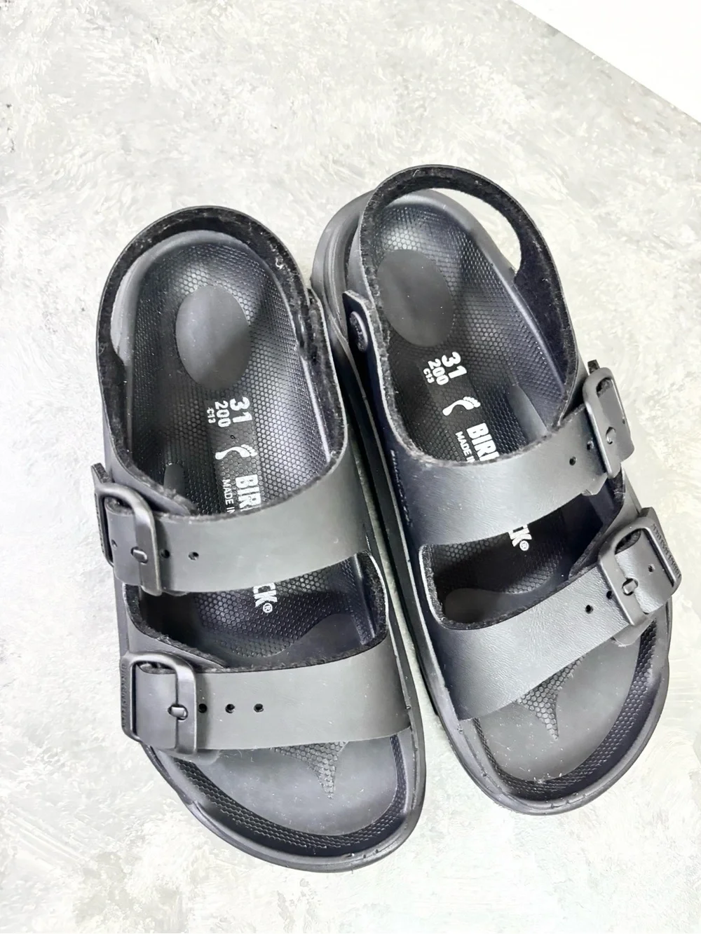Birkenstock Mogami HL Birko-Flor black two strap sandals size 13 new kids unisex